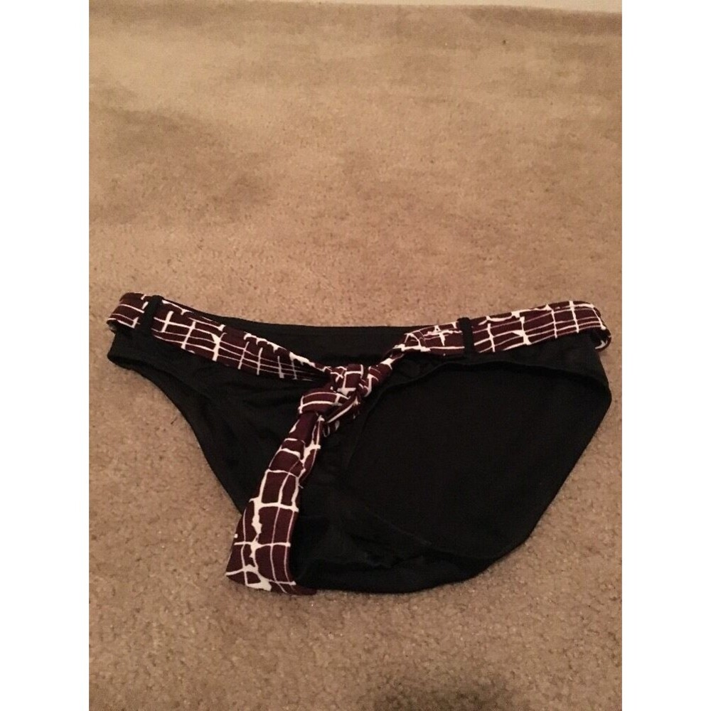 Ao Women's Black Printed Swim Bikini Bottom Size 12 Swimwear
